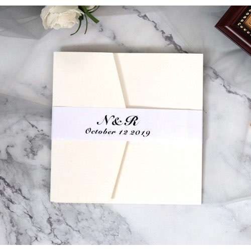 Square Slap-up Invitation Card Laser Marriage Invitations Ivory Tint Color Wholesale